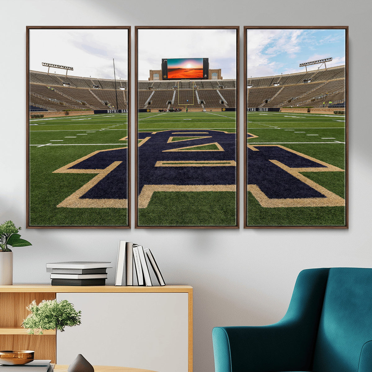 52835-MGV-CV-36X24 - Notre Dame Stadium Giclee Canvas Print | Triptych Wall Art Featuring Iconic Notre Dame Football
