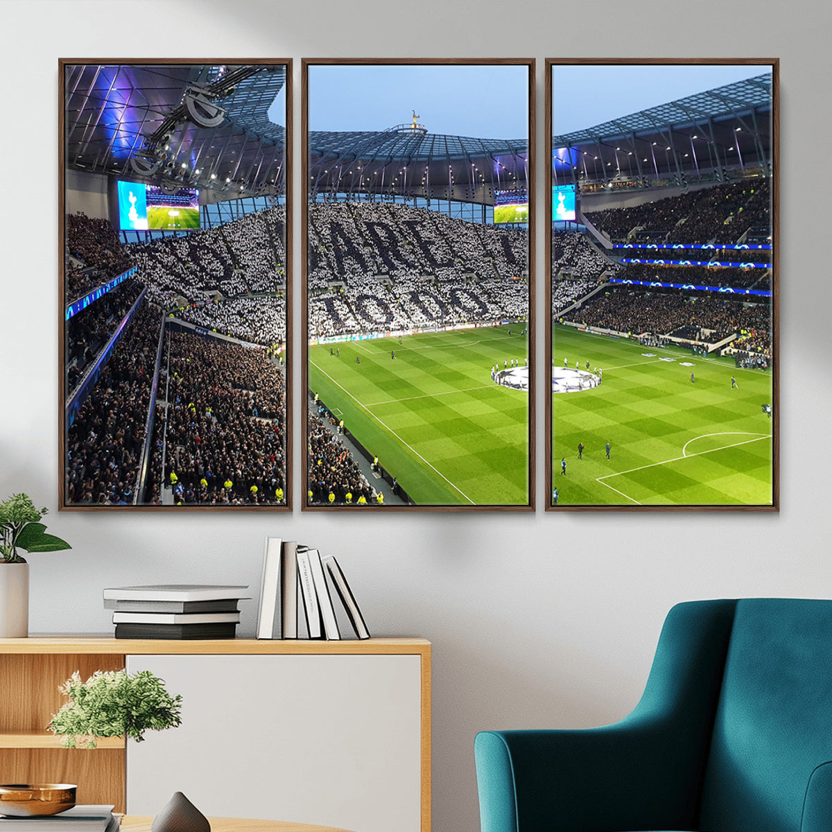 38765-MGV-CV-36X24 - Tottenham Hotspur Stadium Canvas Print, Match Day Triple Canvas Wall Art