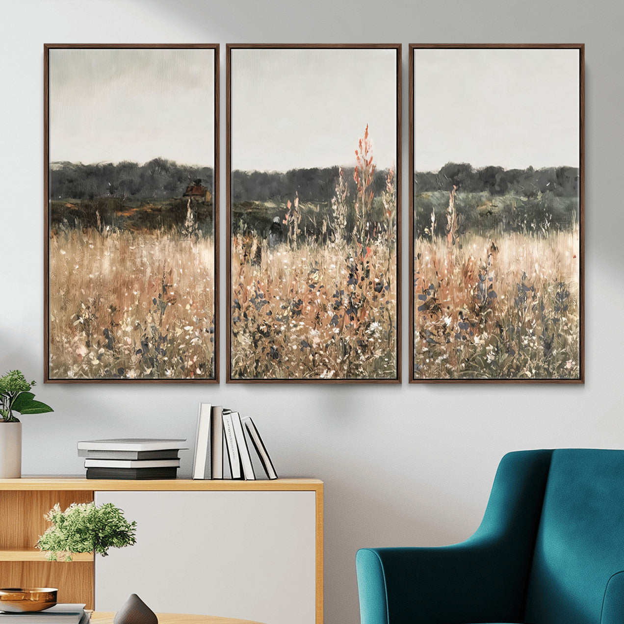 16595-MGV-CV-36X24 - Rustic Field Landscape Wall Art Print, Abstract Field Canvas Wall Art for Barn Decoration