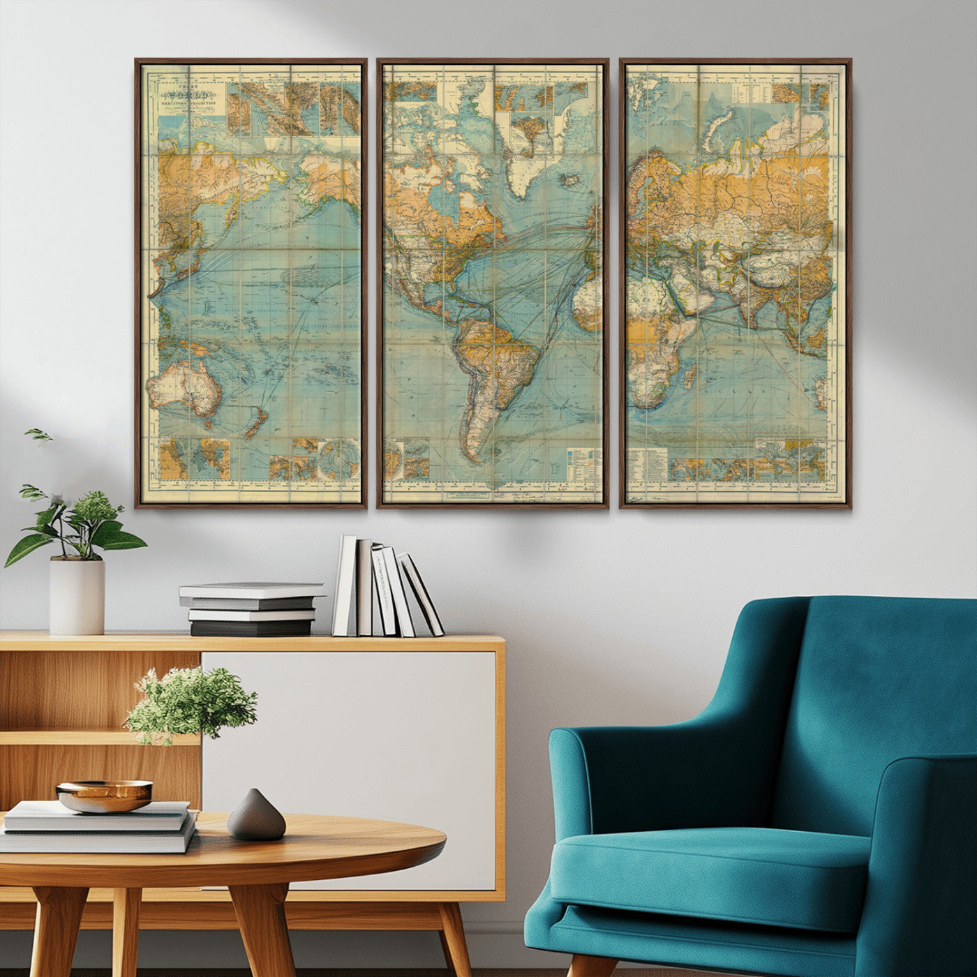MGV-FC-48X32-3P - Push Pin World Map Canvas Print – Framed Wall Art for Couples to Track Their Travels – Anniversary