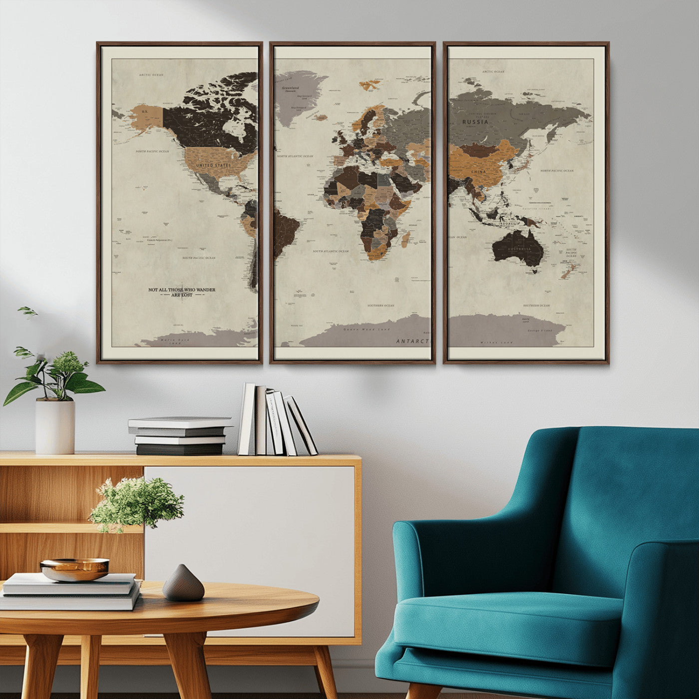 MGV-FC-48X32-3P - Push Pin World Map Canvas Print – Framed Wall Art for Couples to Track Their Travels – Anniversary
