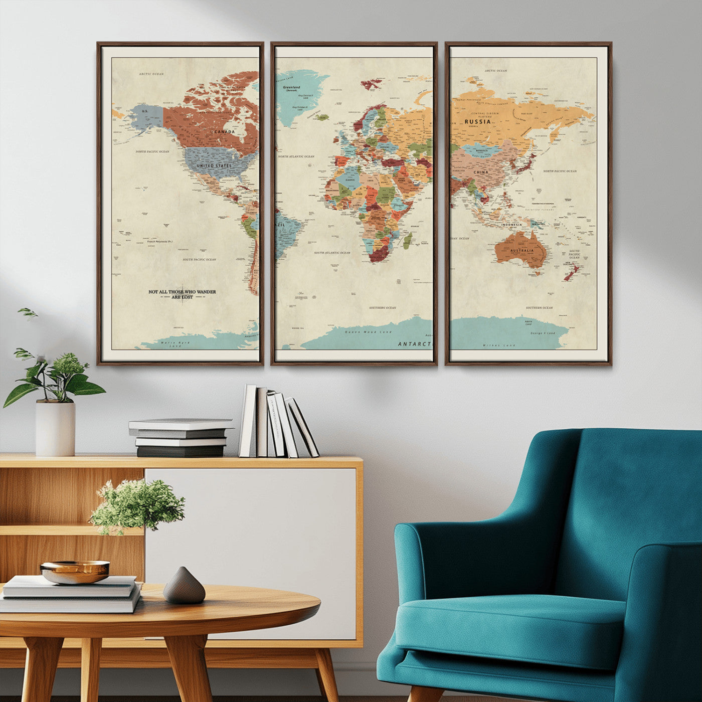 MGV-FC-48X32-3P - Push Pin World Map Canvas Print – Framed Wall Art for Couples to Track Their Travels – Anniversary