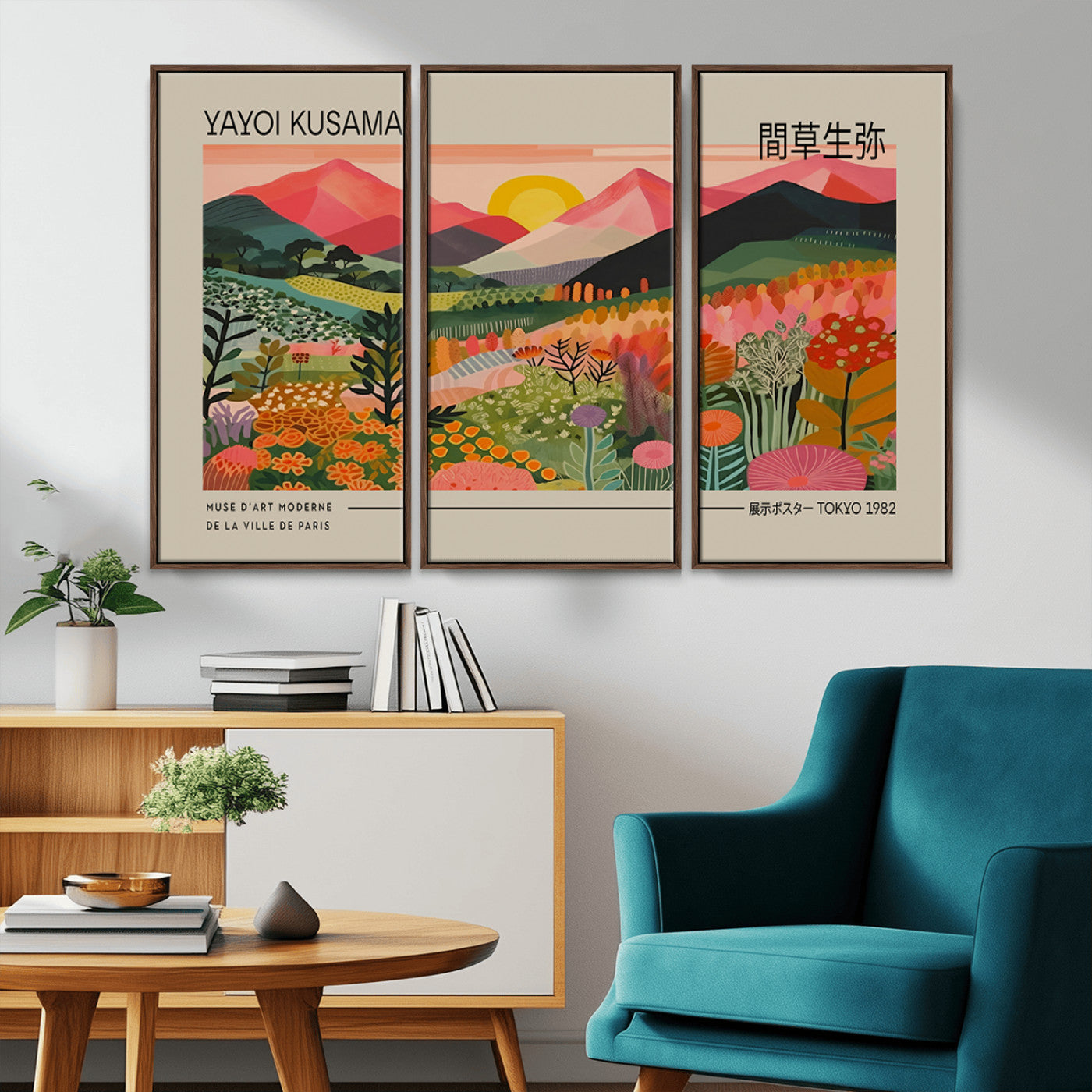 MGV-FC-48X32-3P - Yayoi Kusama 1986 Wall Art Print - Wabi Sabi Japanese Wall Art Print - Vibrant Abstract Landscape