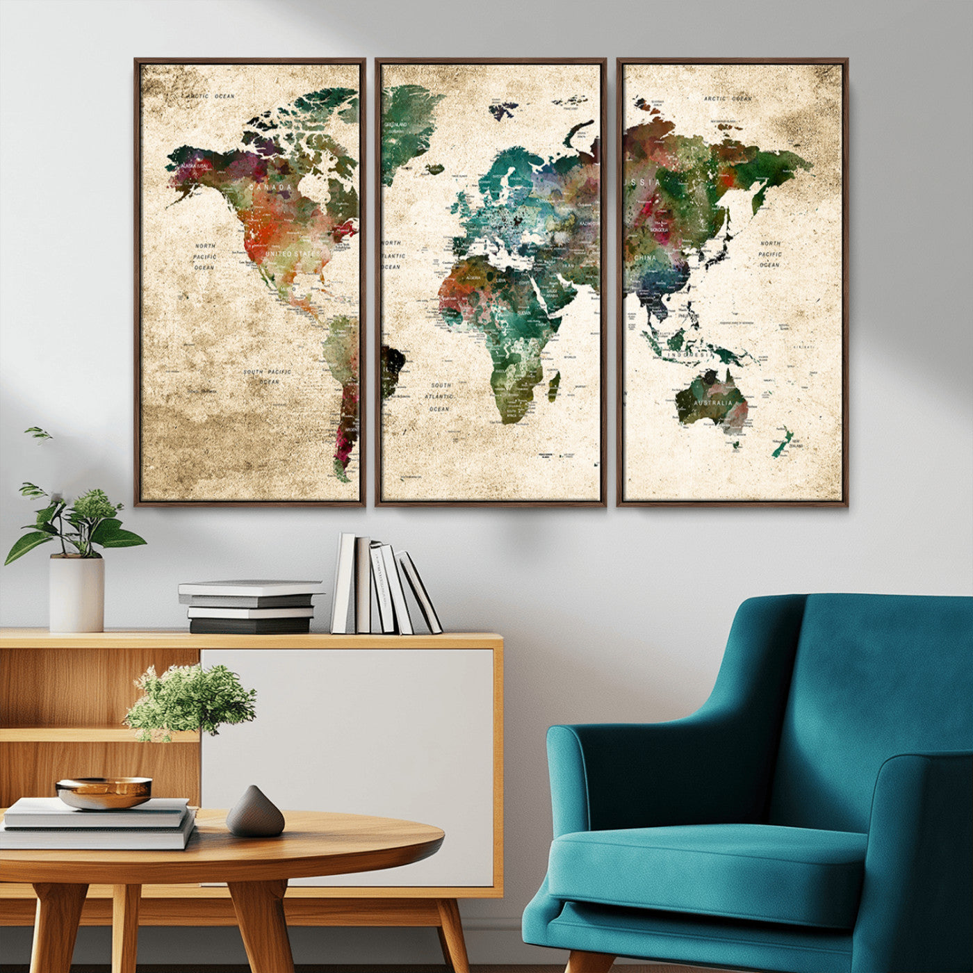45128-MGV-CV-36X24-Push Pin World Map Canvas Print – Framed Wall Art for Couples to Track Their Travels – Anniversary Gift or Home Adventure Decor