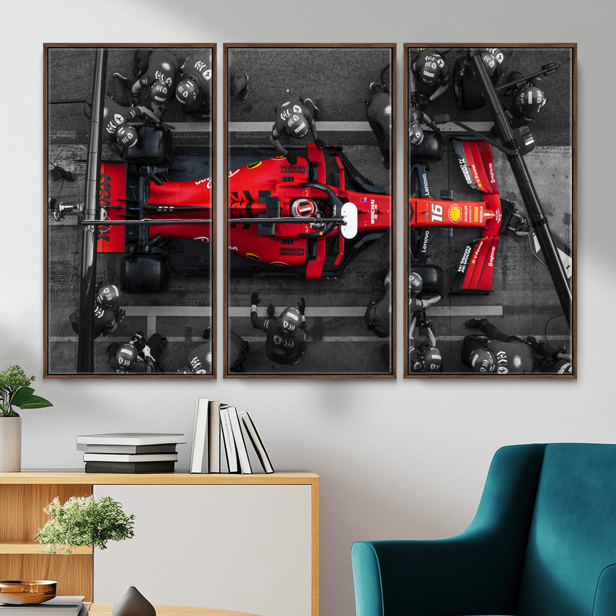 99356-MGV-CV-36X24 - Ferrari Pit Stop Canvas Wall Art | Precision and Speed