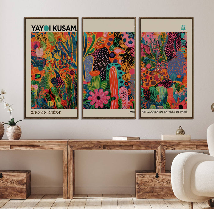 Framed Yayoi Kusama 1986 Wall Art Print adds contemporary style.