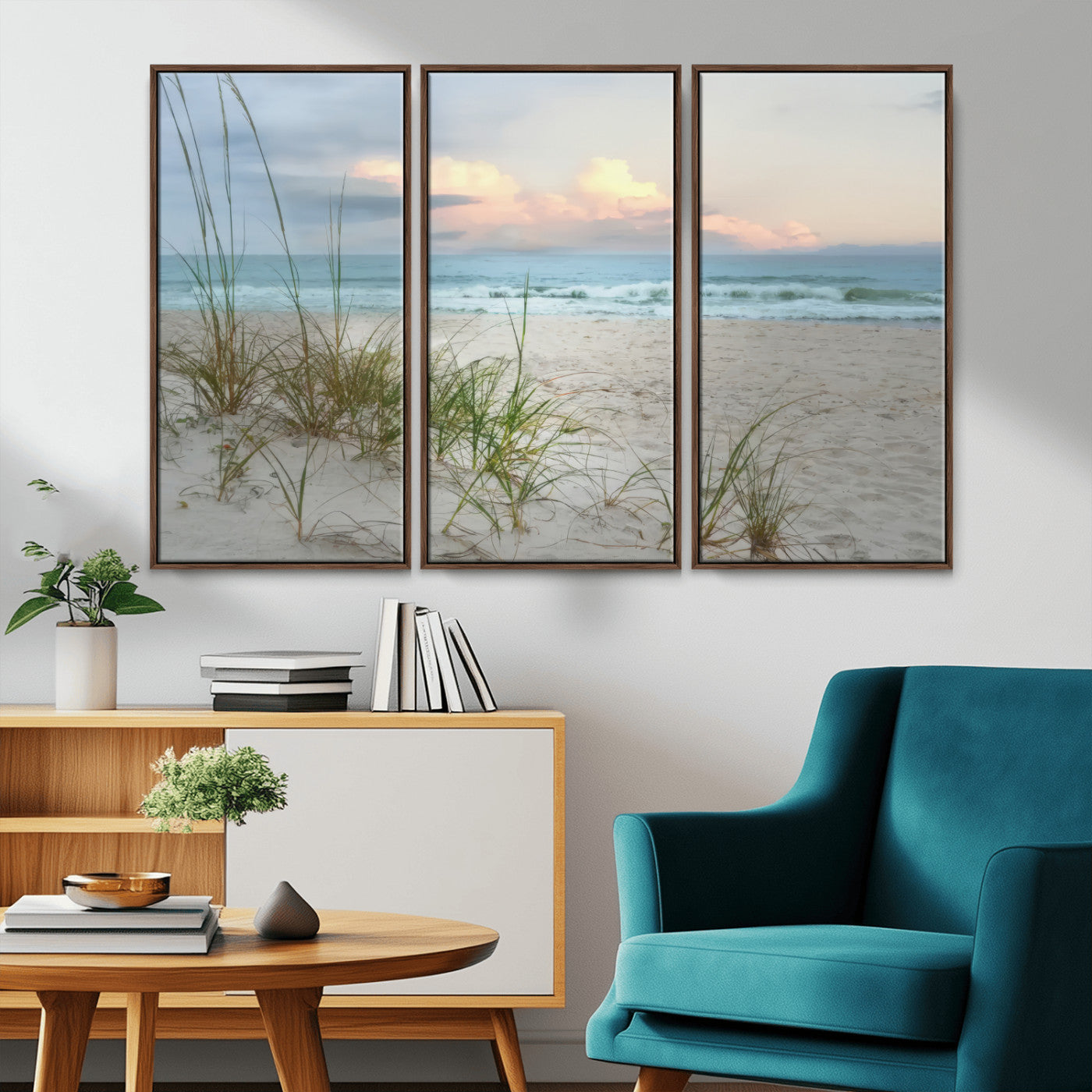 MGV-FC-48X32-3P - Flight Over Coastal Beach Landscape, Flight Over Coastal Beach Print Canvas Wall Art