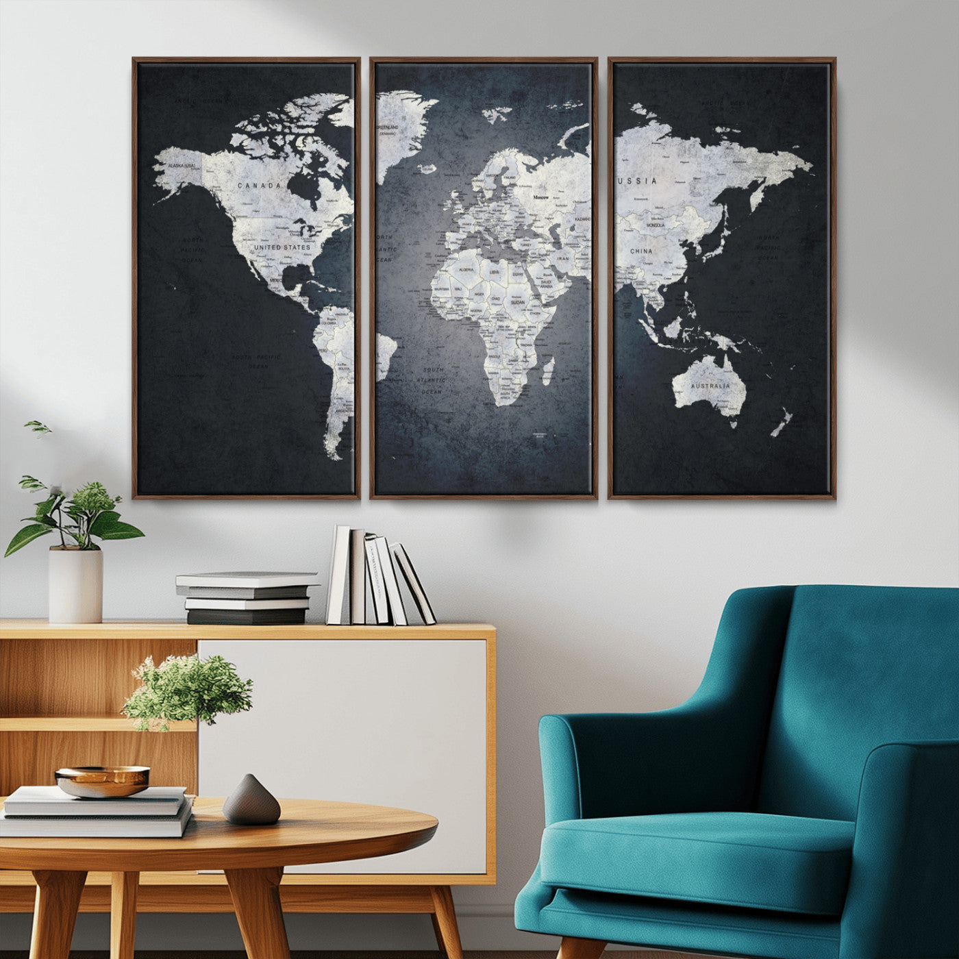 MGV-FC-48X32-3P - World Map Wall Art Canvas Print for Home and Office Decor