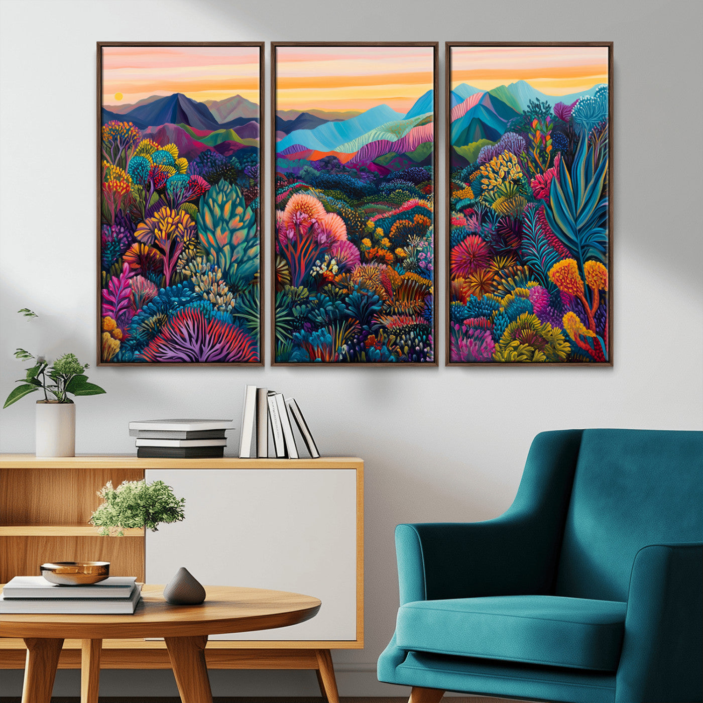 MGV-FC-48X32-3P - Colorful Abstract Landscape Wall Art Print Canvas - Vibrant Modern Decor for Living Room, Office, or