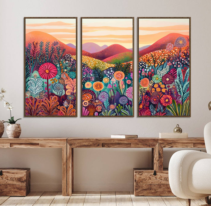 Yayoi Kusama 1986 Wall Art Print—a vibrant, Wabi Sabi abstract landscape that enhances tranquility.