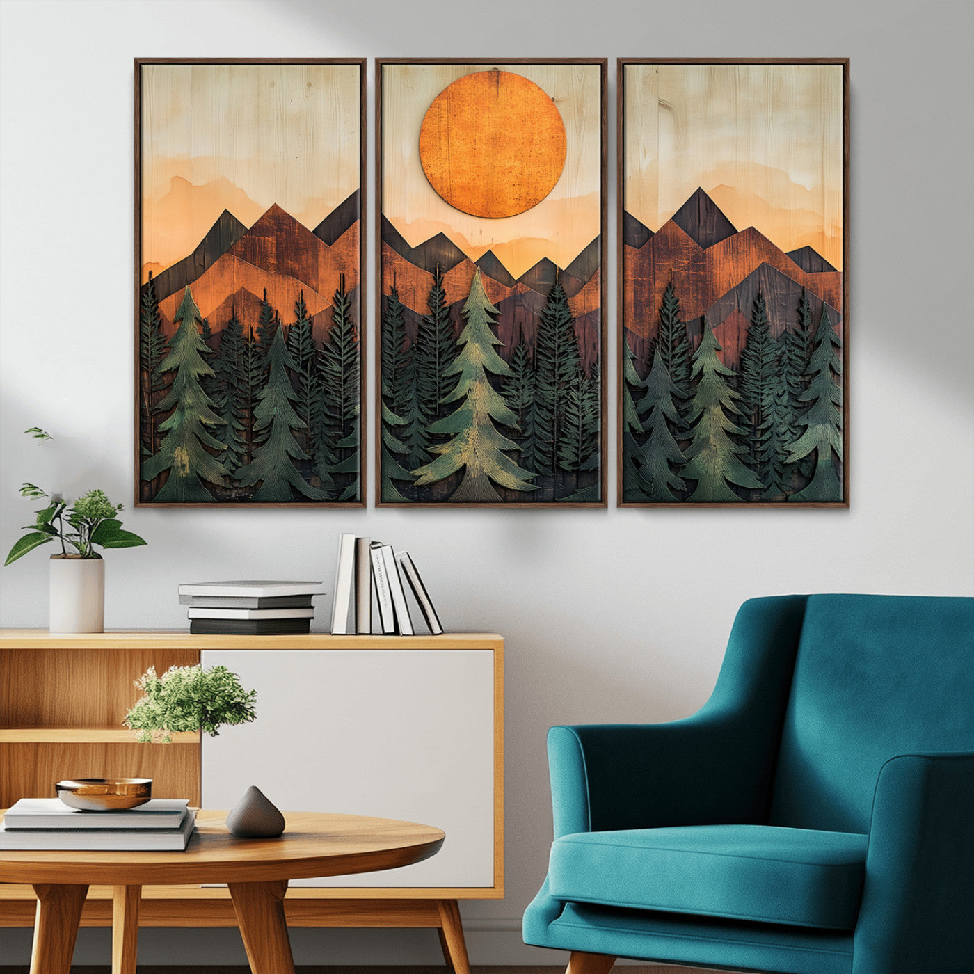 MGV-FC-48X32-3P - Sunset Mountain Landscape Canvas Wall Art Print - Nature Decor for Living Room, Office