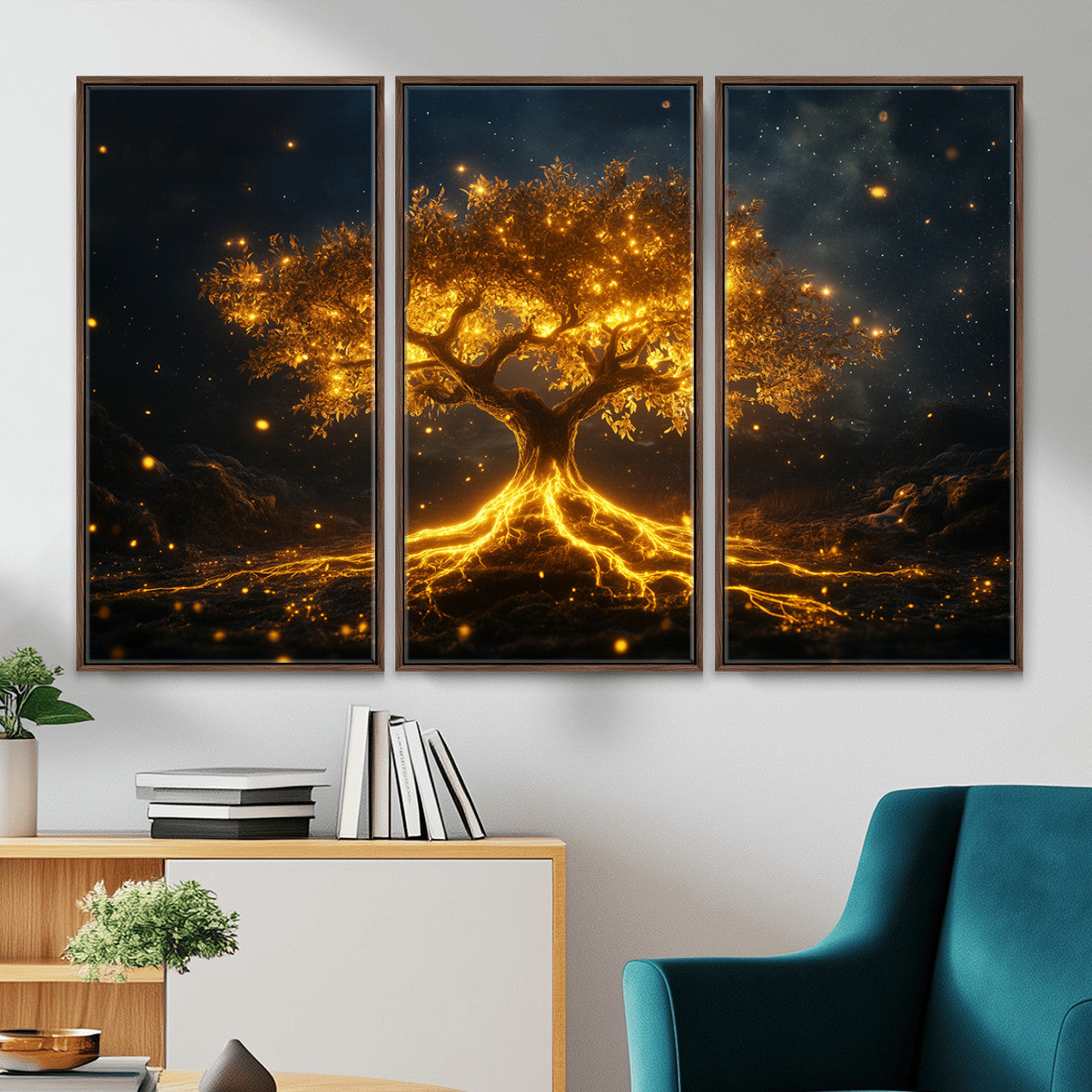 60194-MGV-CV-36X24 - Golden Tree of Life Canvas Wall Art Print - Majestic Tree of Life Print for Living Room and Office Decor
