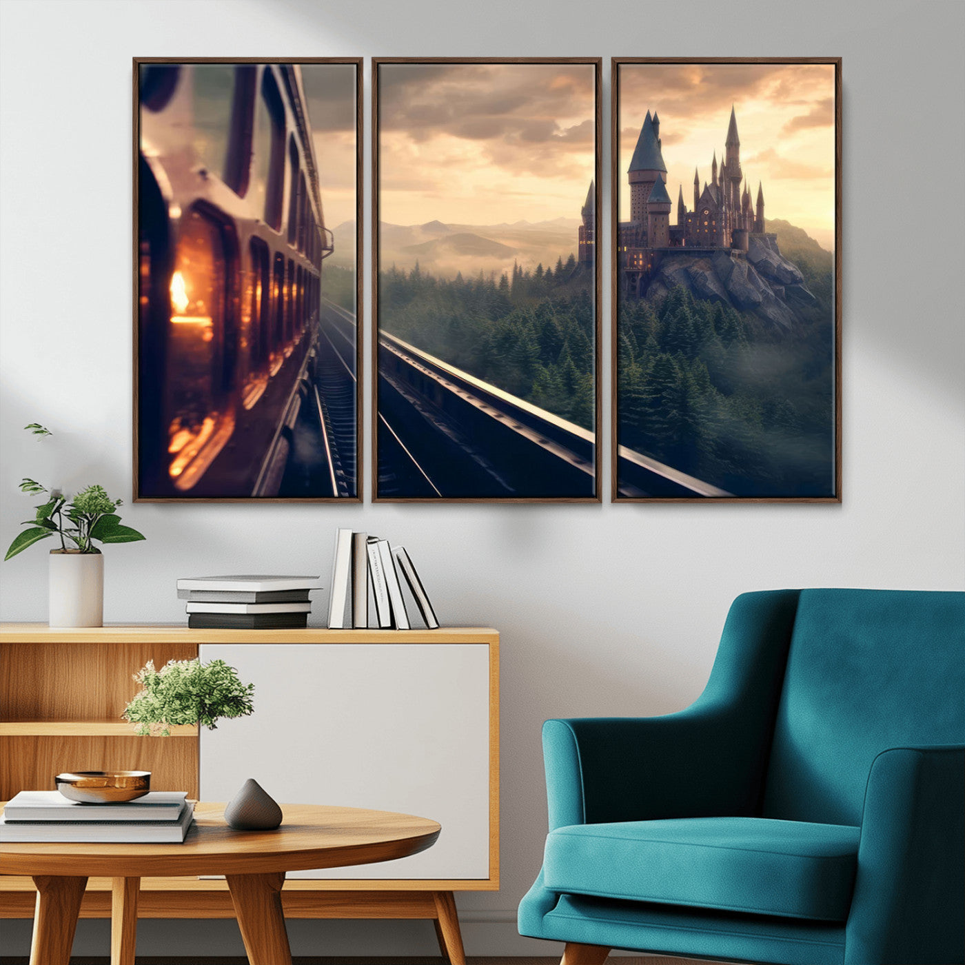 MGV-FC-48X32-3P - Harry Castle Wall Art Canvas Print, Wizard School Wall Art Print, Movie Wall Art Print
