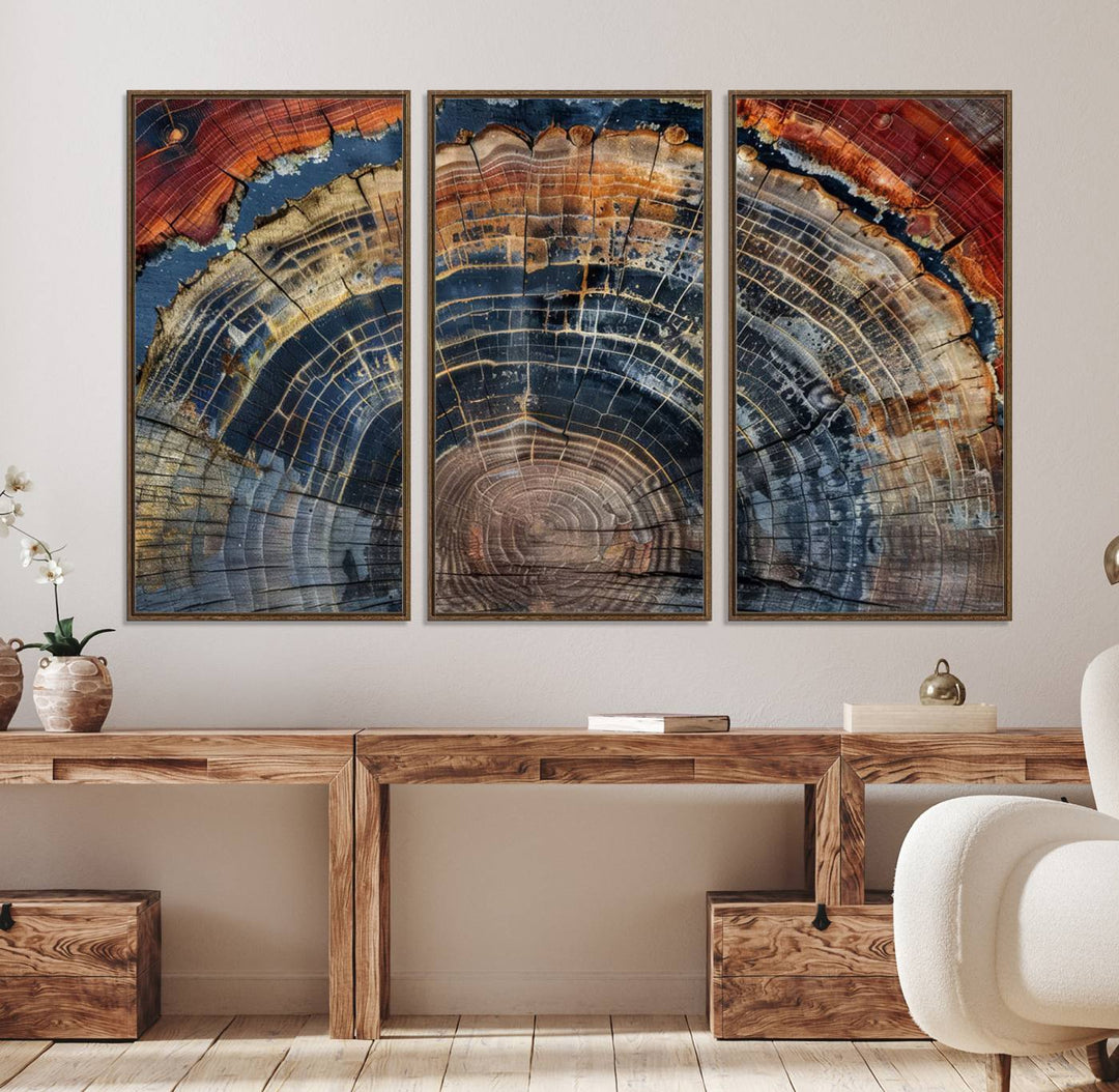 Abstract tree ring wall art.