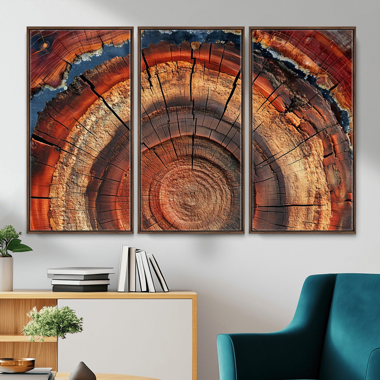 28555-MGV-CV-36X24 - Abstract Tree Ring Art Wall Art Canvas Print for Modern Farmhouse Decor, Colorful Tree Ring Wall Decor, Minimalist Home Canvas Art