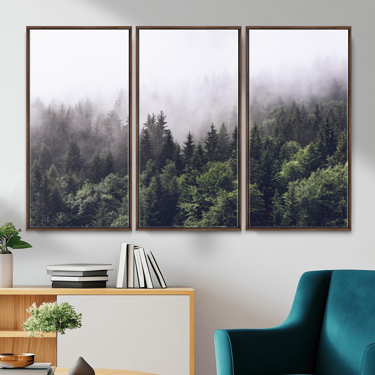 42578900-MGV-CV-36X24 - Misty Forest Wall Art | Foggy Forest Canvas Print | Large Nature-Inspired Misty Tree Landscape for