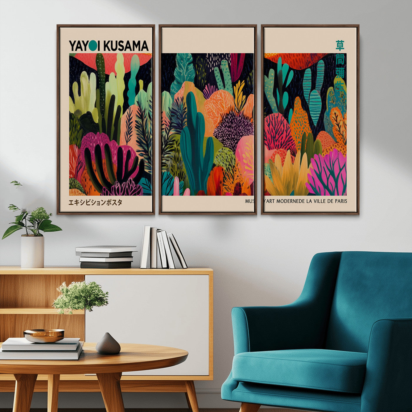 MGV-FC-48X32-3P - Yayoi Kusama Wall Art Canvas Print, Abstract Art, Large Yayoi Kusama Framed Canvas Print, Japanese