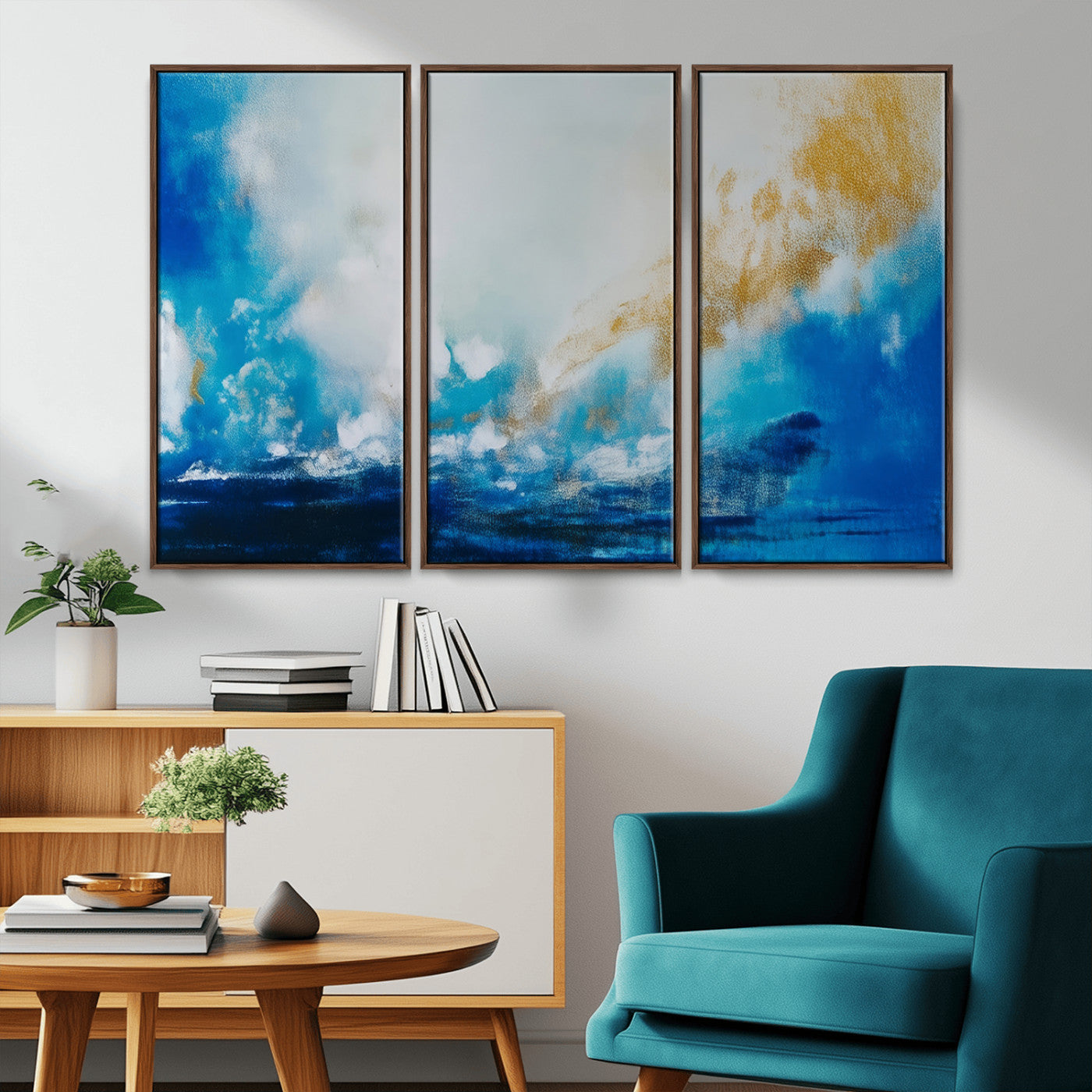 MGV-FC-48X32-3P - Blue Abstract Print - Dynamic Ocean-Inspired Canvas Wall Art
