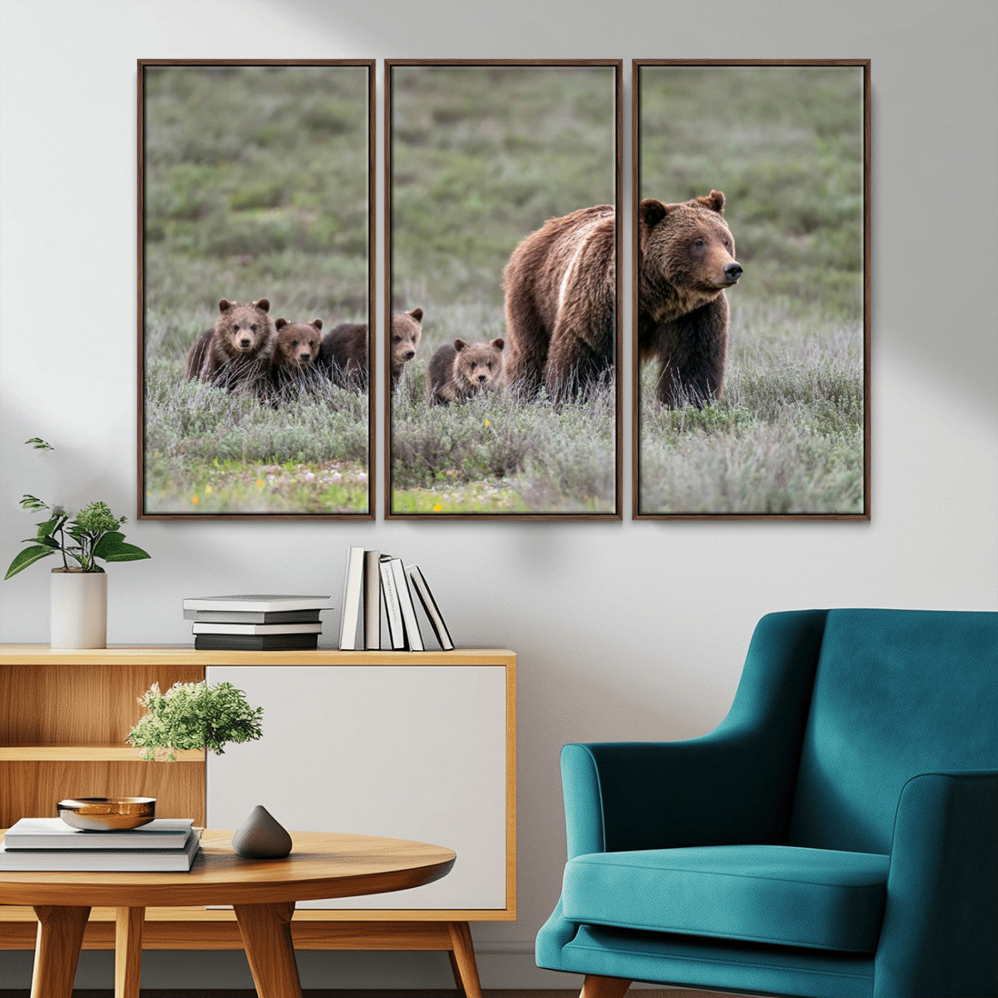 MGV-FC-48X32-3P - Wildlife Photography of 399 Grizzly Bear Cubs | Queen of the Tetons Canvas Wall Art Print