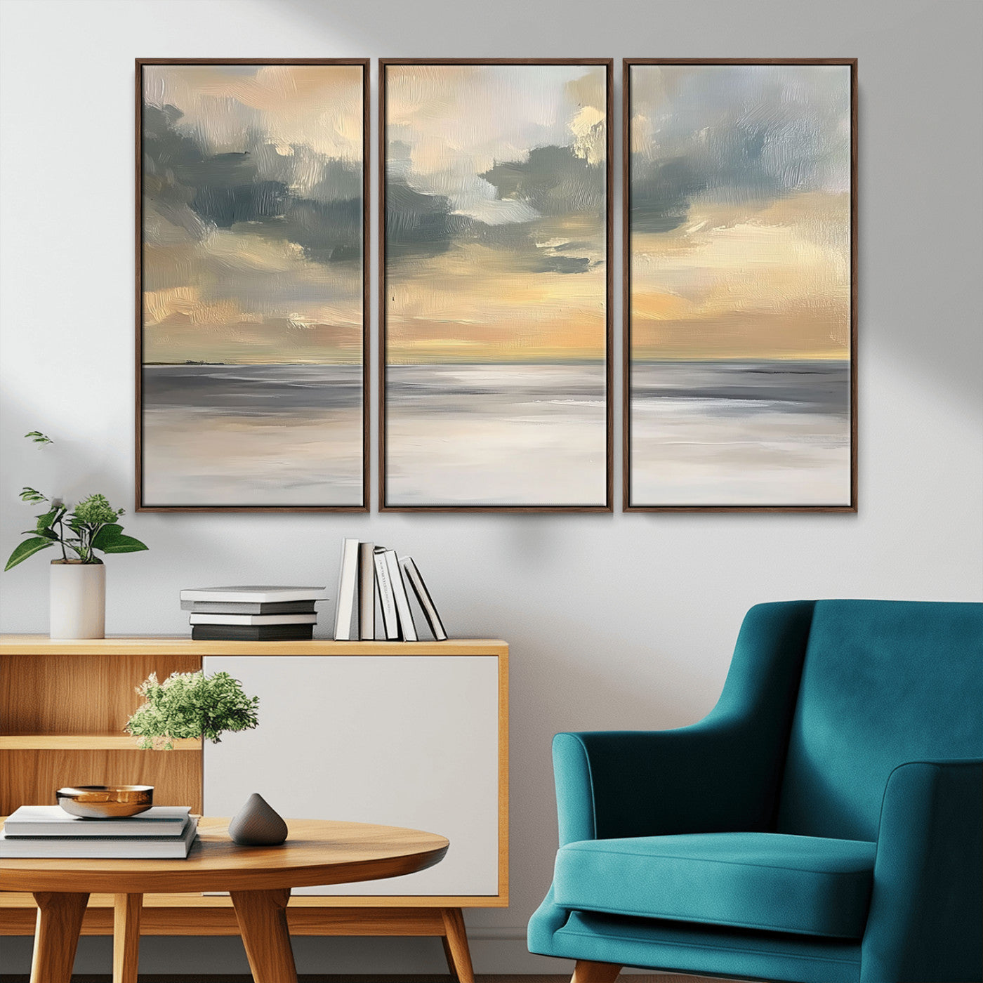 MGV-FC-48X32-3P - Modern Coastal Artwork with Vibrant Abstract Ocean Waves Wall Art Canvas Print for Contemporary