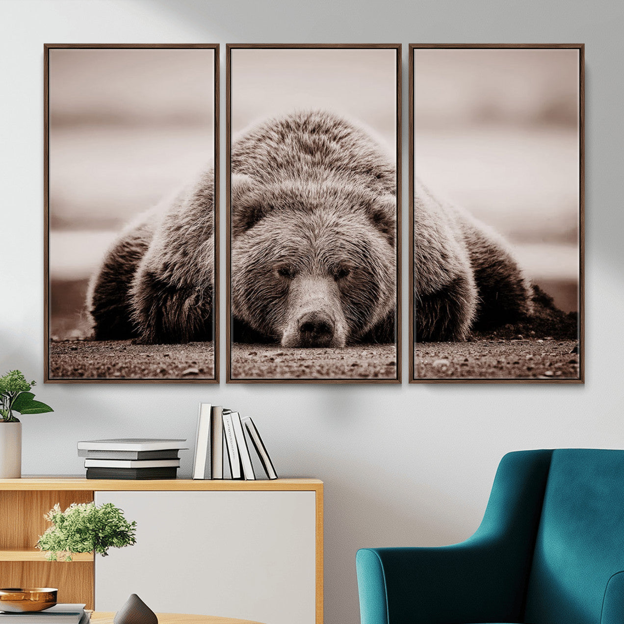 20611-MGV-CV-36X24 - Grizzly Bear Wall Art Print - Bear Canvas Wall Art - Rustic Bear Portrait Canvas Print for Cabin
