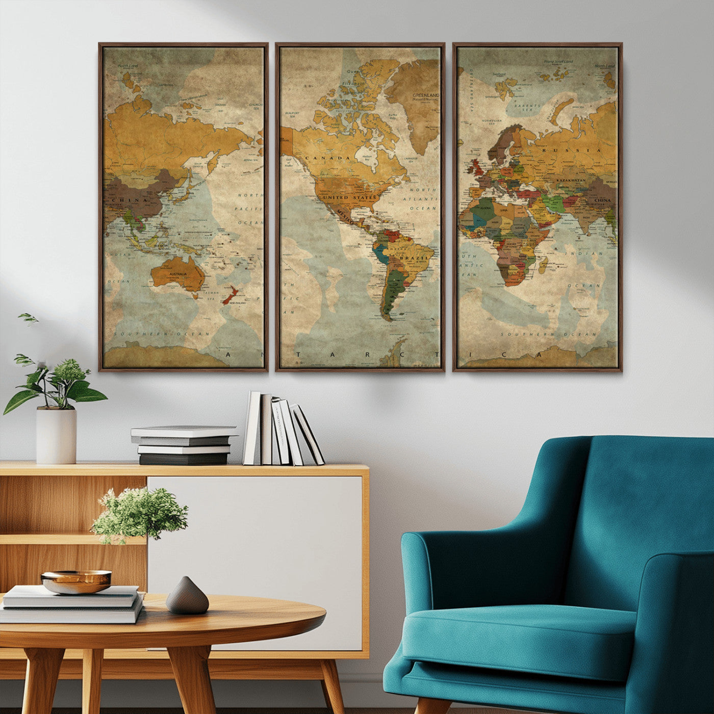 MGV-FC-48X32-3P - Push Pin World Map Canvas Print – Framed Wall Art for Couples to Track Their Travels – Anniversary