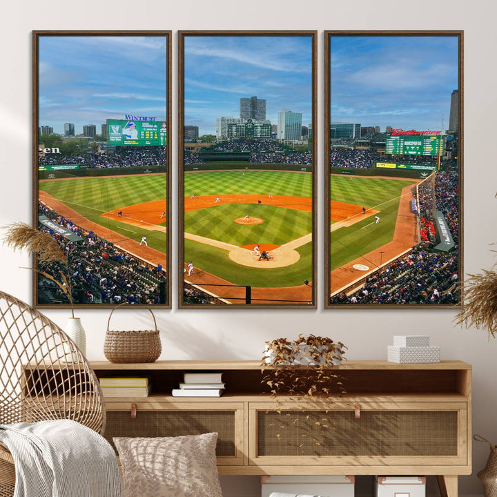 Wrigley Field Cubs canvas wall art.