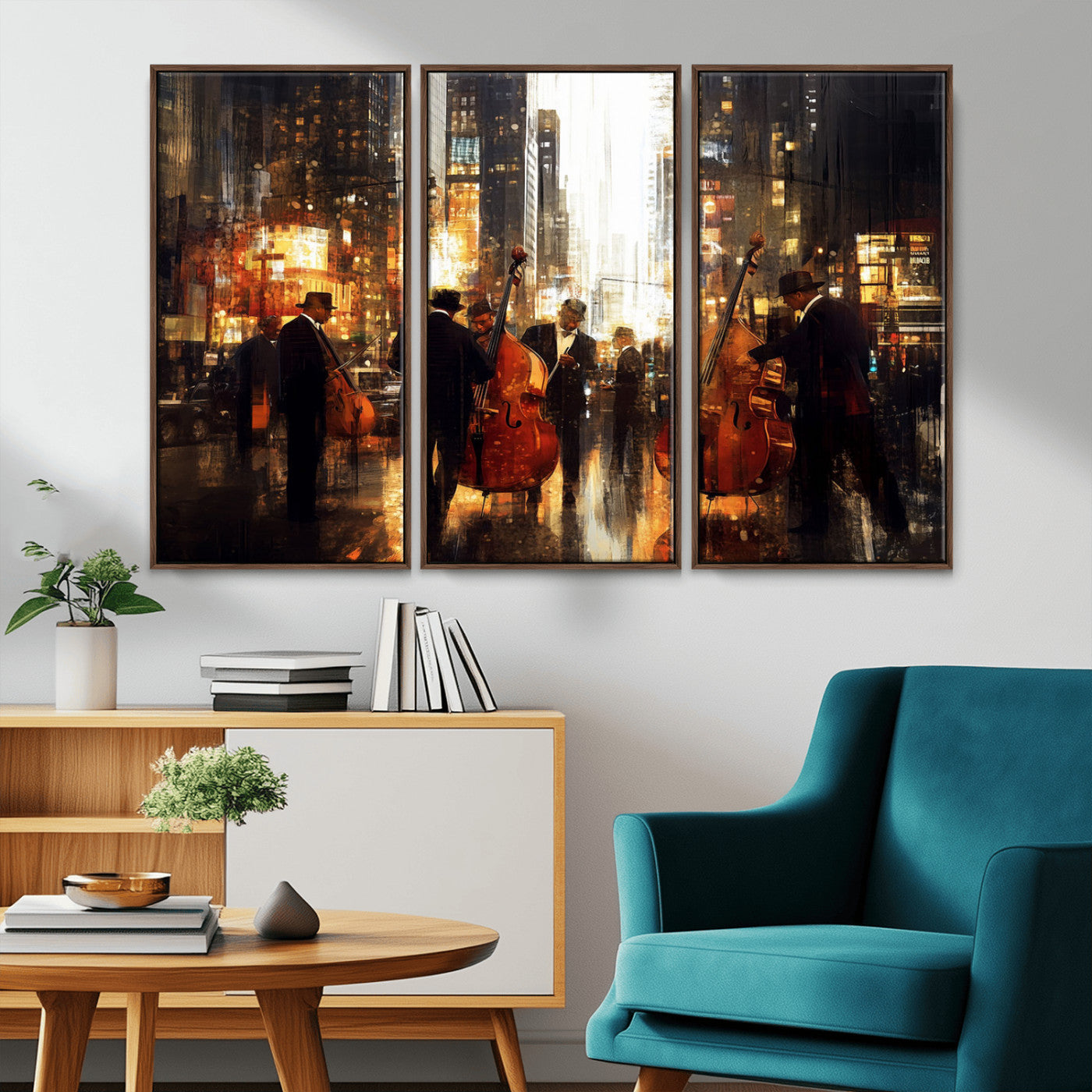 MGV-FC-48X32-3P - Abstract Jazz Art Wall Art Canvas Print - Framed Abstract Music Canvas - Colorful Instrument Poster