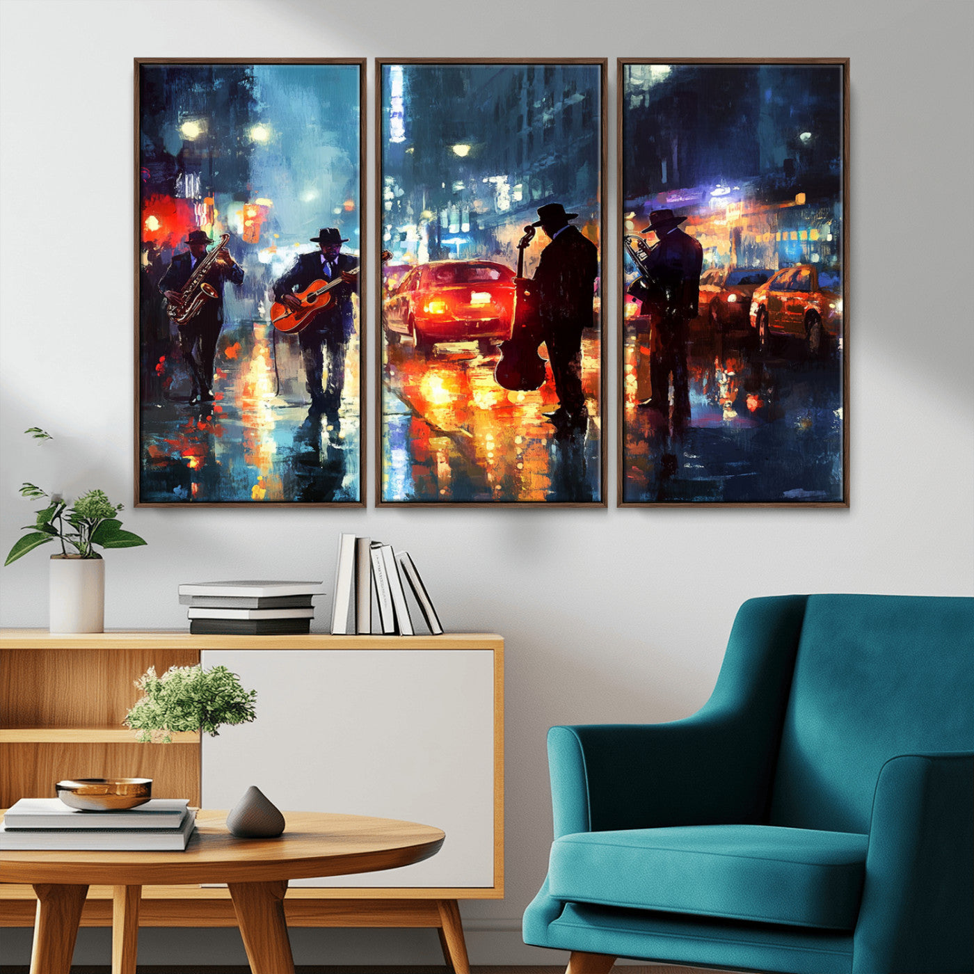 MGV-FC-48X32-3P - African American Jazz Canvas - Abstract Music Wall Art Print - Abstract Jazz Wall Art Framed Prints
