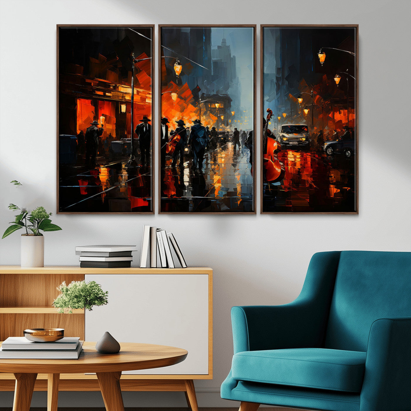 MGV-FC-48X32-3P - Winston Porter Jazz Wall Art - African American Music Canvas - Abstract Colorful Music Art - Framed