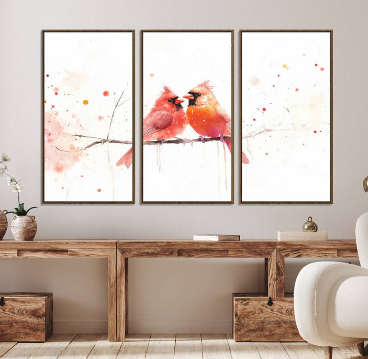 The Cardinal Bird Canvas Wall Art adds vibrant wildlife art to the wall.