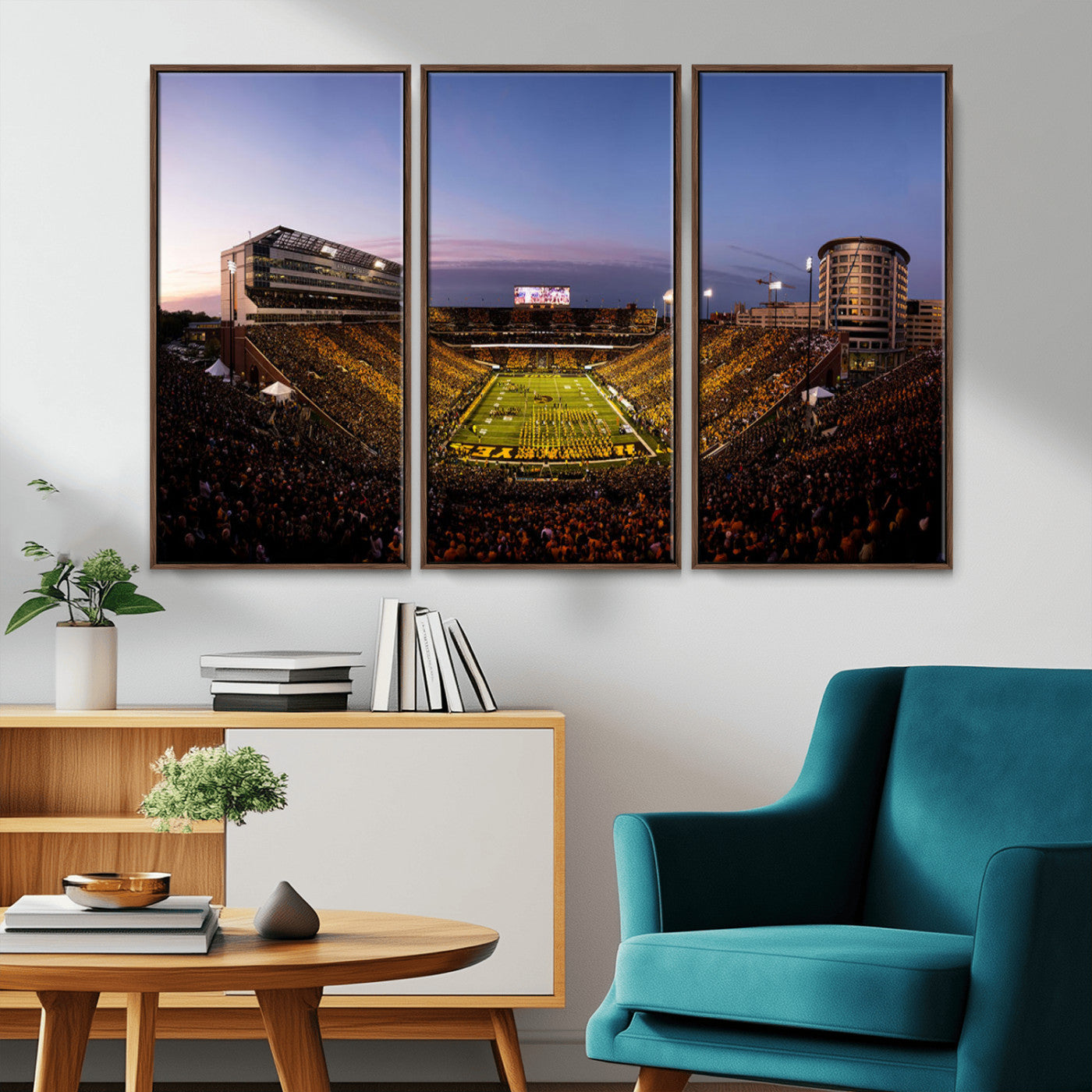 MGV-FC-48X32-3P - Iowa Hawkeyes Kinnick Stadium Wall Art Canvas Print, Framed Iowa Hawkeyes Kinnick Stadium Canvas