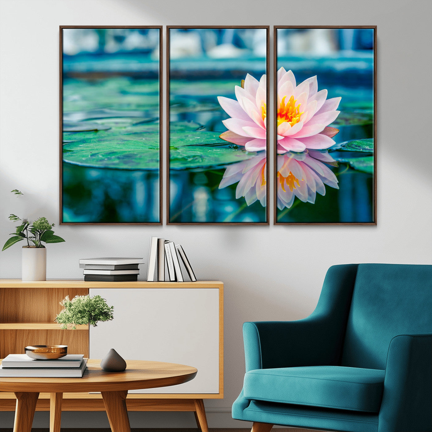 MGV-FC-48X32-3P - Lotus Flower Wall Art Canvas Print, Water Lily Large Wall Art Canvas Print for Yoga Room Decor,