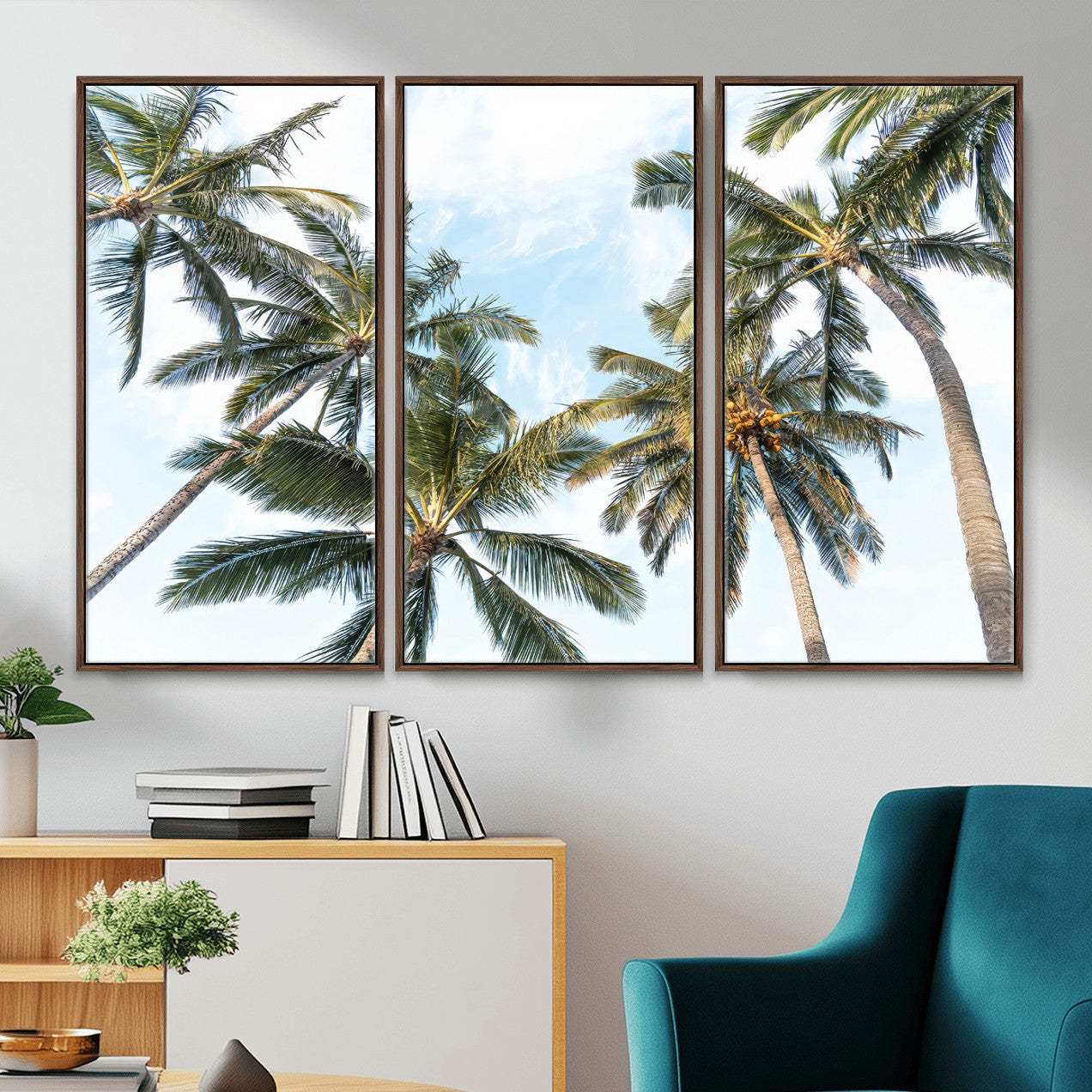87247012-MGV-CV-36X24 - Tropical Palm Trees Wall Art – Sunlit Leaves & Blue Sky Canvas Print, Island Breeze and Vacation Vibes for Office or Home Decor