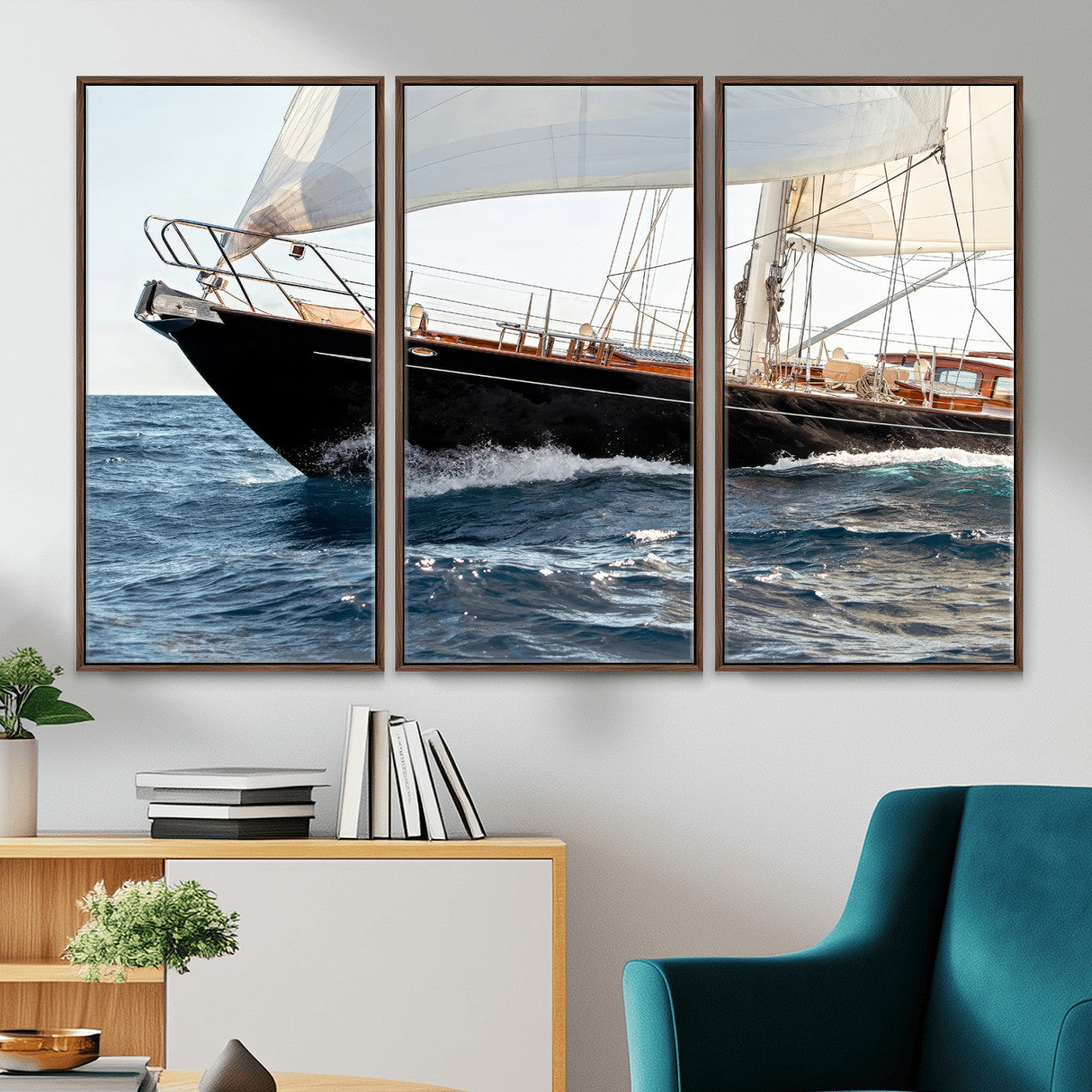 97168626-MGV-CV-36X24 - Boat Yacht Wall Art – Ocean Waves & Sailing Adventure Canvas Print, Nautical Elegance & Marine Journey for Living Room or Luxury Decor