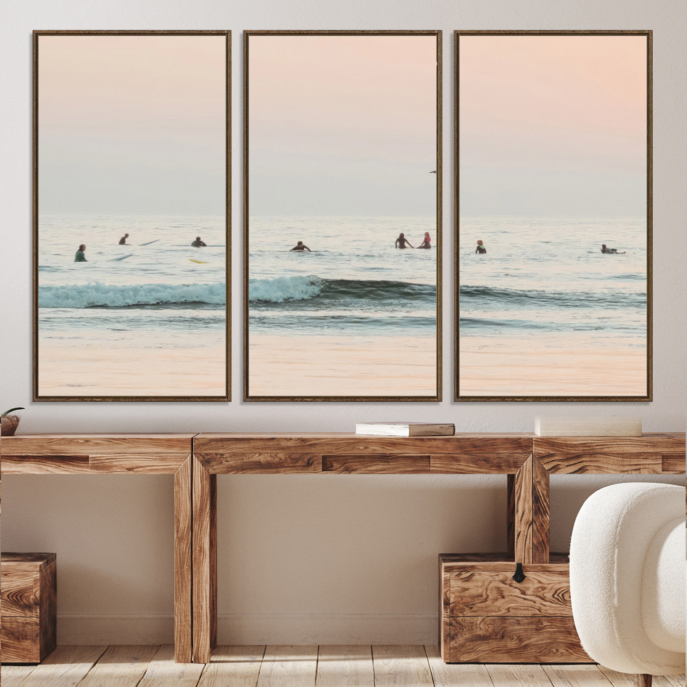 98888919-MGV-CV-36X24-Pastel Ocean Wall Art Canvas Print, Framed Soft Sunset Art Picture Print, Calm Sea Perfect minimalist Decor