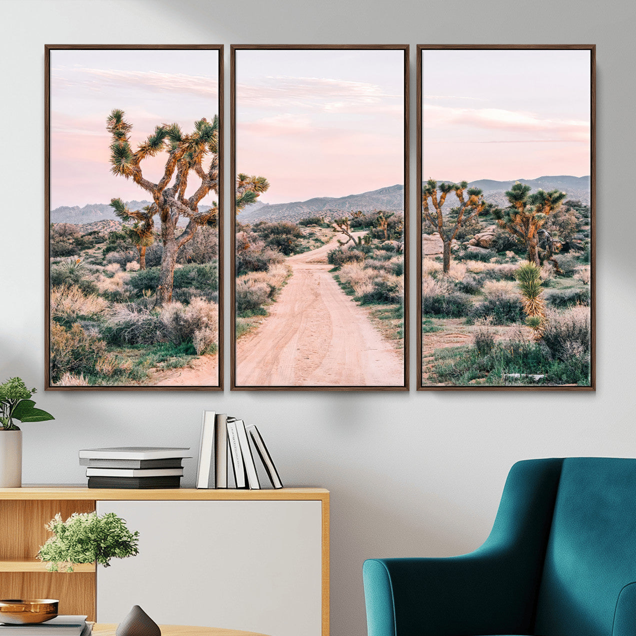 12540952-MGV-CV-36X24 - Desert Trail Wall Art – Canvas Print of Joshua Trees & Sunset Glow, Sandy Path Wilderness, Scenic Nature Escape Decor for Living Room, Office or Bedroom