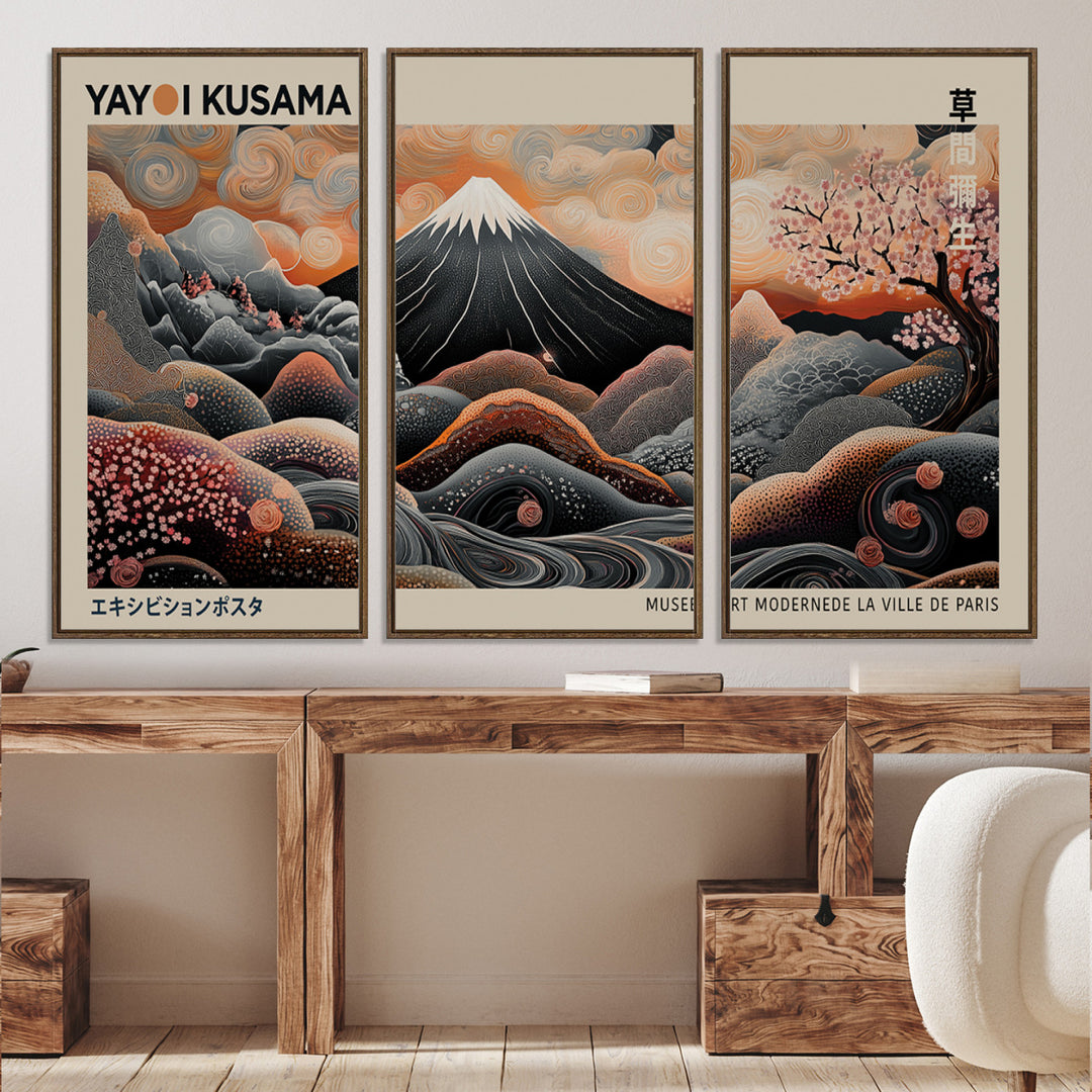 Yayoi Kusama Wall Art Canvas, Large Abstract Print, Framed Kusama Polka Dot Art Print, Yayoi Kusama Wall Decor