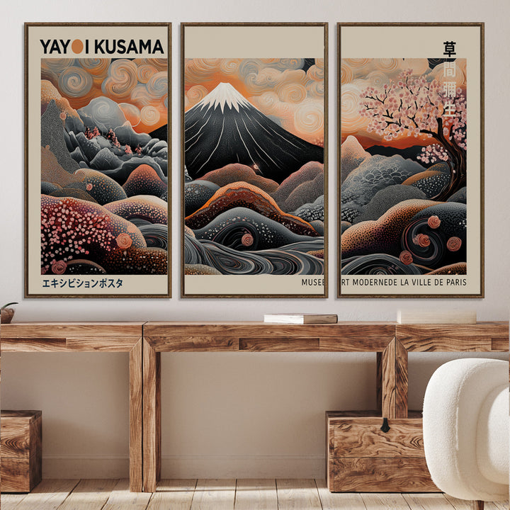 Yayoi Kusama Wall Art Canvas, Large Abstract Print, Framed Kusama Polka Dot Art Print, Yayoi Kusama Wall Decor