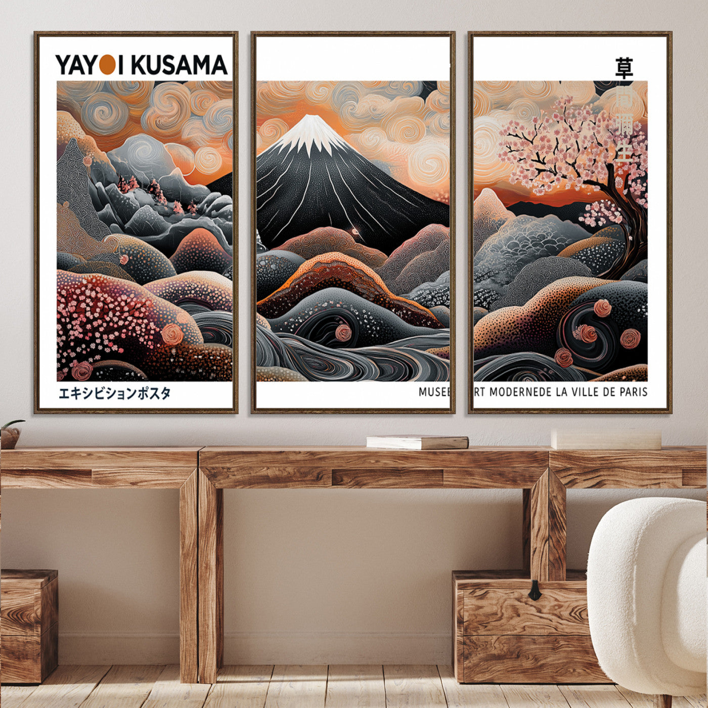 63125329-MGV-CV-36X24-Yayoi Kusama Wall Art Canvas Print, Framed Contemporary Dot Art Picture Print, Japanese Style Perfect Japanese Decor