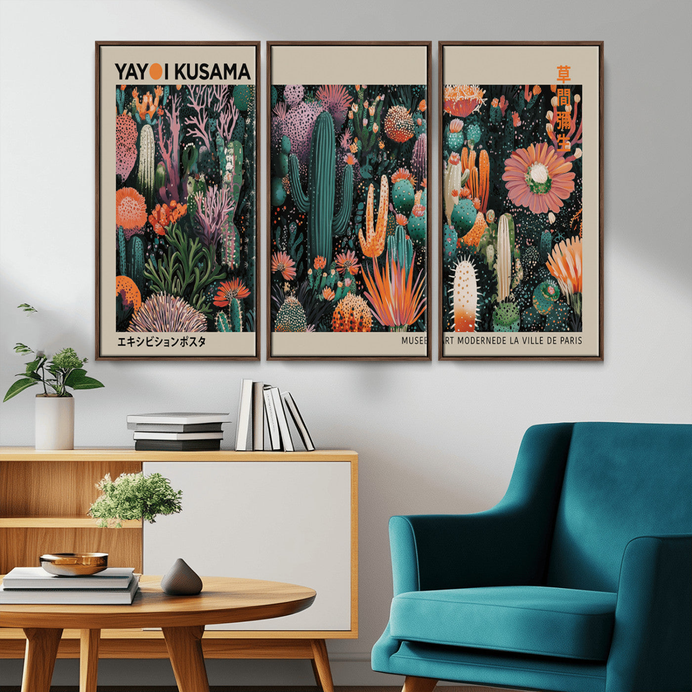 MGV-FC-48X32-3P - Yayoi Kusama Art Print, Yayoi Kusama Canvas Wall Art, Abstract Mount Fuji Canvas Print, Japanese