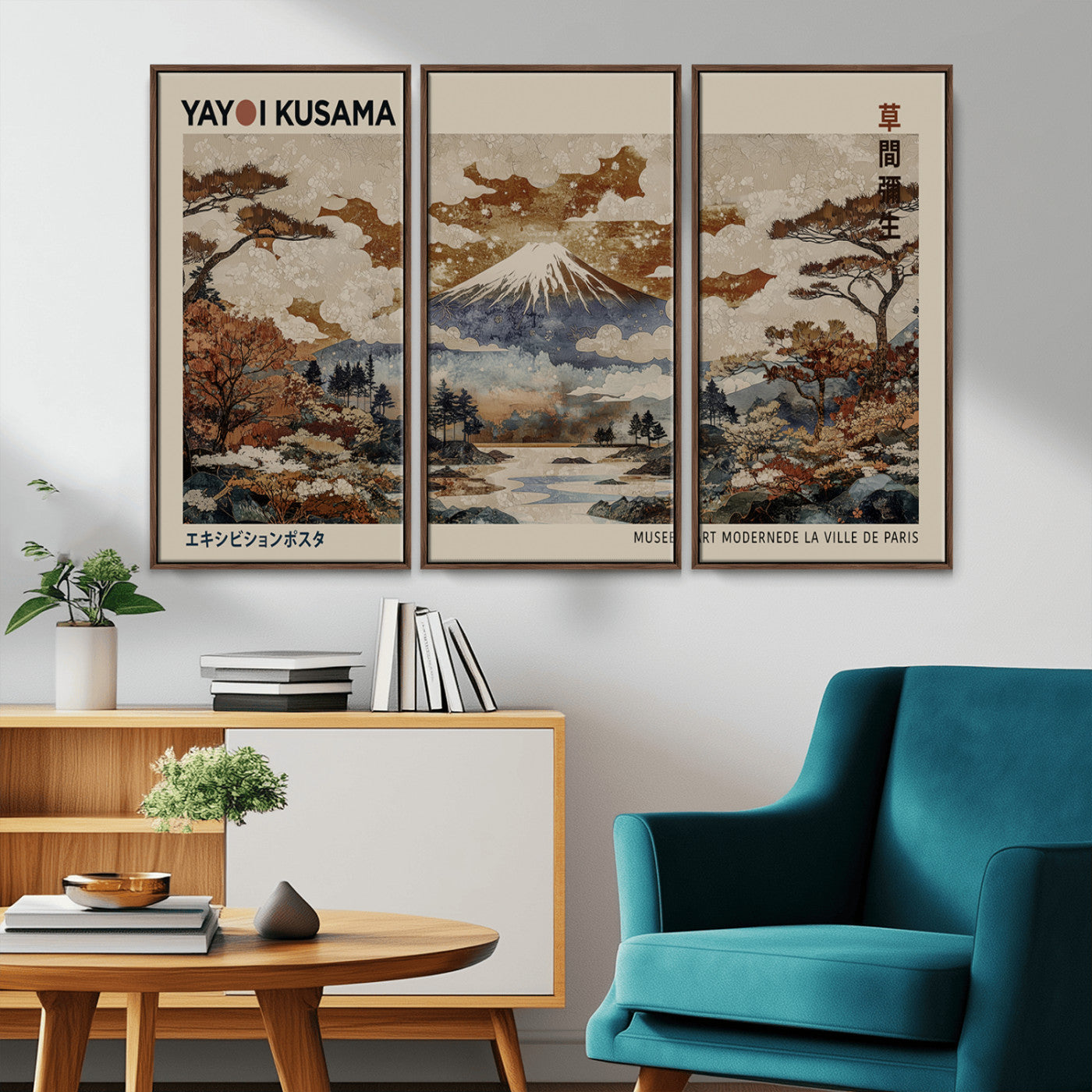 MGV-FC-48X32-3P - Yayoi Wall Art: Transform Your Space, Modern Japanese Wall Art Print Yayoi Kusama Canvas Wall Art