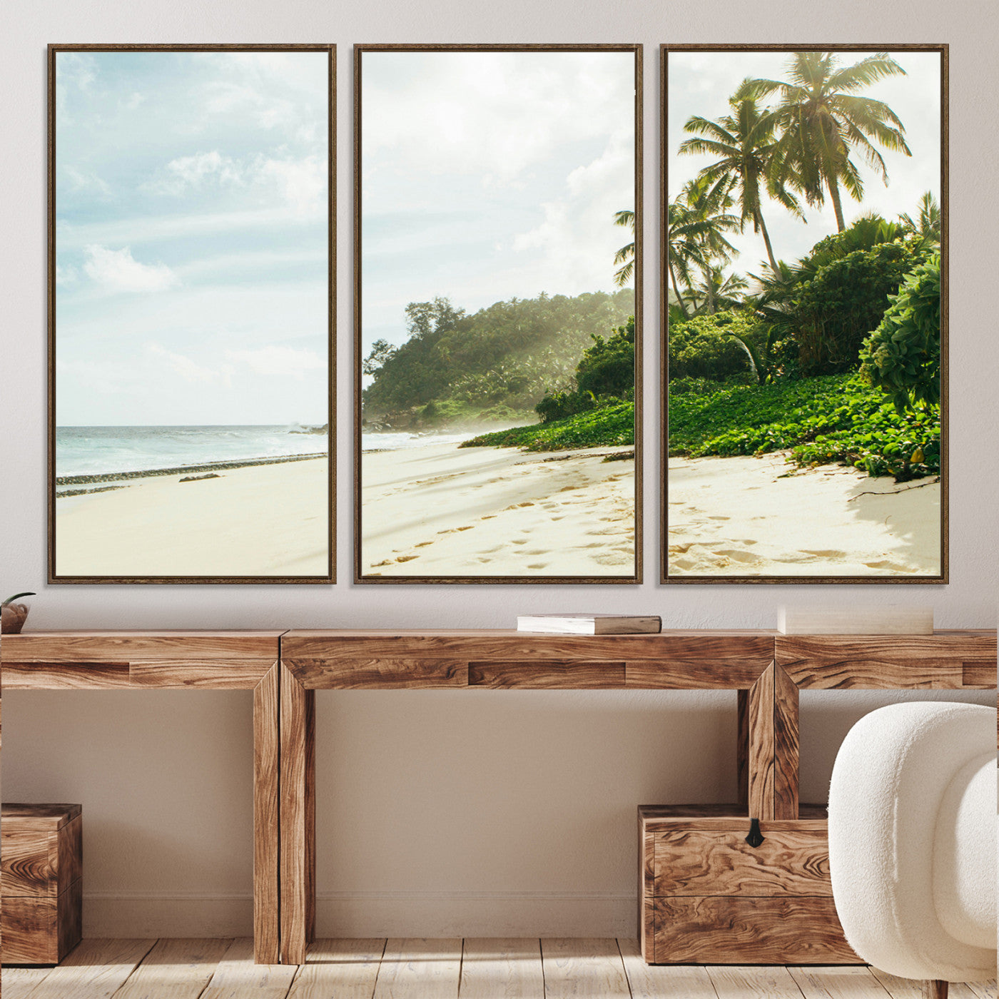 42984524-MGV-CV-36X24-Relaxing Beach Wall Art Canvas Print, Framed Ocean View Art Picture Print, Coastal Serenity Perfect Tropical Coastal Decor Artwork