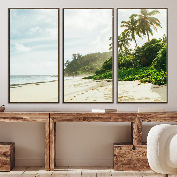 Relaxing Beach Wall Art Canvas Print, Framed Ocean View Art Picture Print, Coastal Serenity Perfect Tropical Coastal Decor Artwork