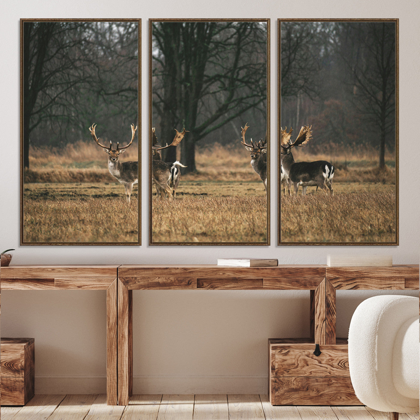 55348744-MGV-CV-36X24-Deer Photography Wall Art Canvas Print, Framed Rustic Wildlife Art Picture, Rustic Deer Wall Art Print