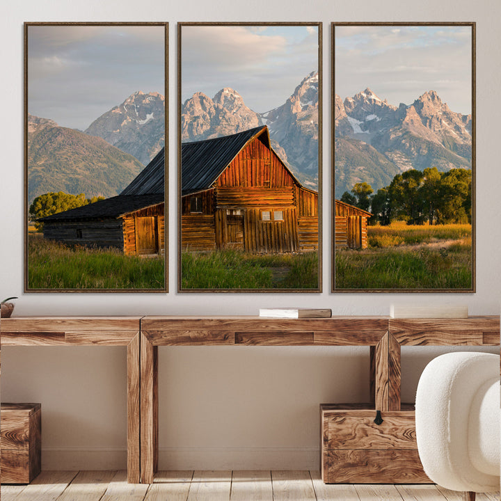 Rustic Barn Wall Art Canvas Print, Framed Western Landscape Art Picture Print, Farmhouse Style Perfect Rustic Farmhouse Decor Artwork