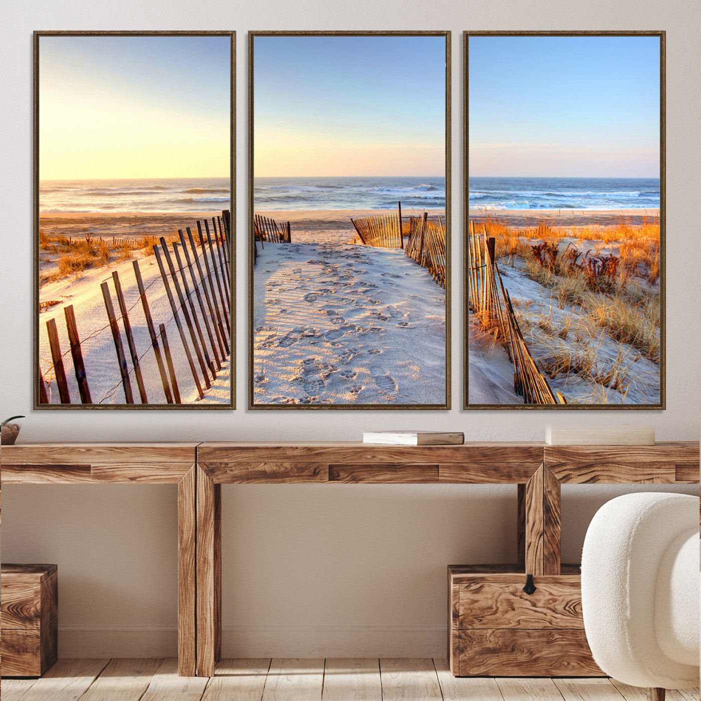 73351887-MGV-CV-36X24-Ocean Sunset Wall Art Wall Art Canvas Print, Framed Nautical Photography Art Picture Print, Summer Beach House Decor Perfect Coastal