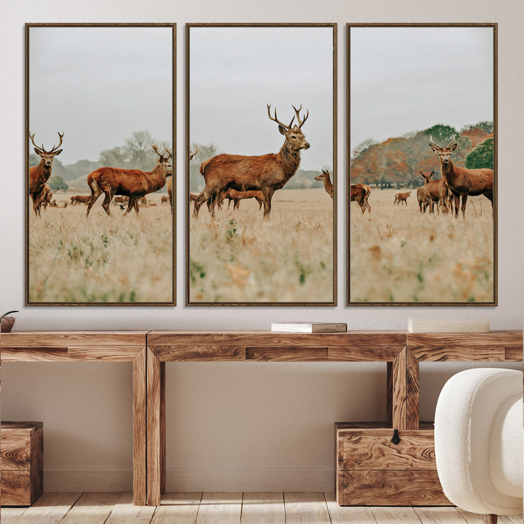 Rustic Deer Print Wall Art Canvas Print