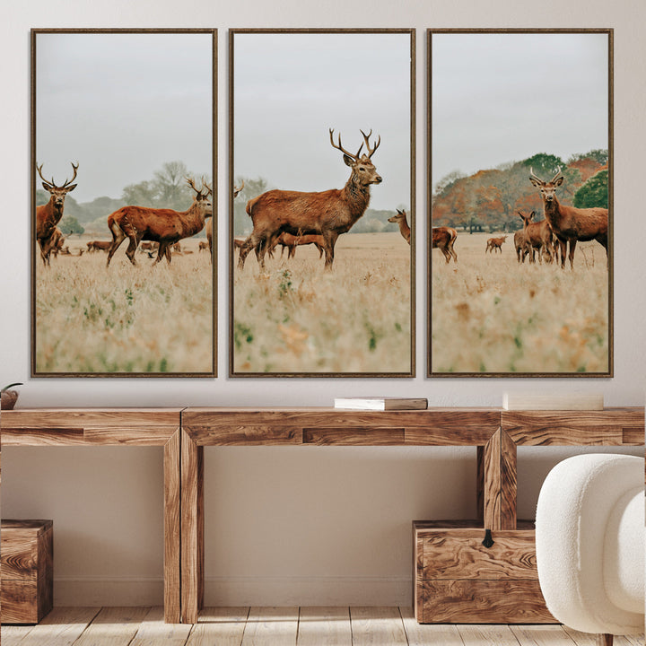Rustic Deer Print Wall Art Canvas Print