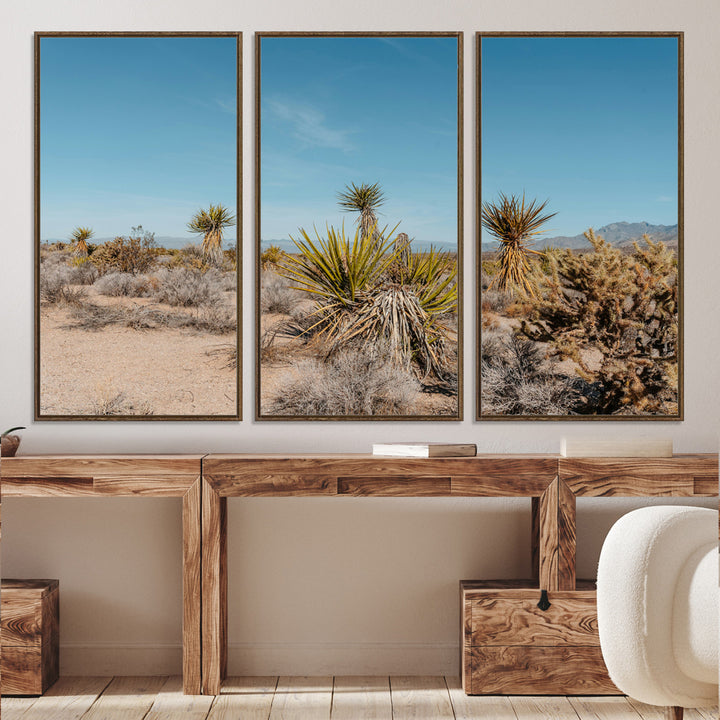 Joshua Tree Wall Art Canvas Print, Desert Landscape Print, Framed Warm Earth Tones Art Print, Large California Southwest Printing